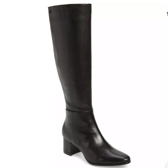 Calvin Klein Frieda Knee High Black Leather Boots - Picture 1 of 7
